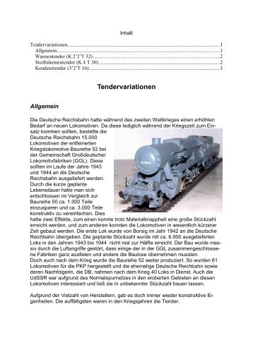 Tendervariationen - Wittis Modellbahn