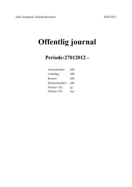 Offentlig journal Periode:27012012 - Sykehjemsetaten