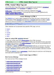 HTML <meta/> Meta Tag List - HTML 5 Reference for Web Designers