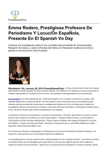 Emma Rodero, Prestigiosa Profesora De Periodismo Y Locucion EspaNola, Presente En El Spanish Vo Day