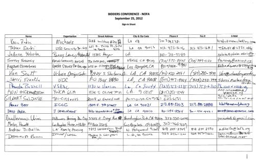 Bidders' Conference Attendance List - First 5 LA