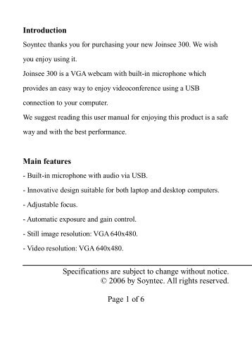 Specifications are subject to change without notice ... - Soyntec