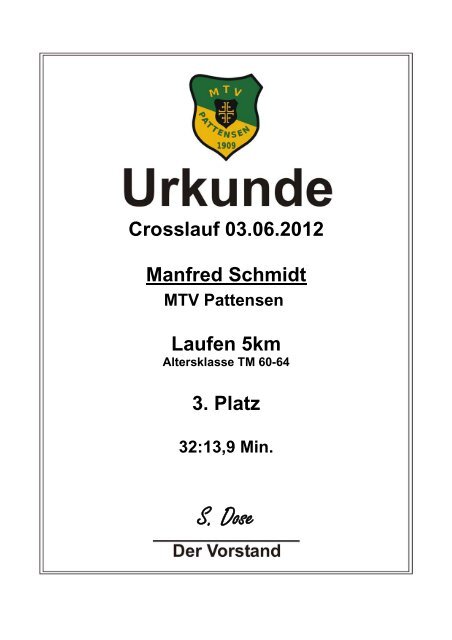 Urkunden - MTV Pattensen