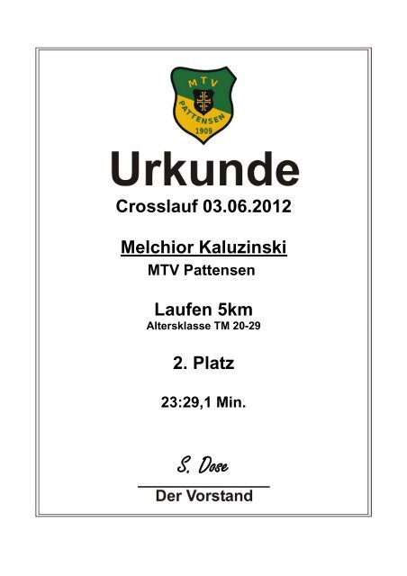 Urkunden - MTV Pattensen