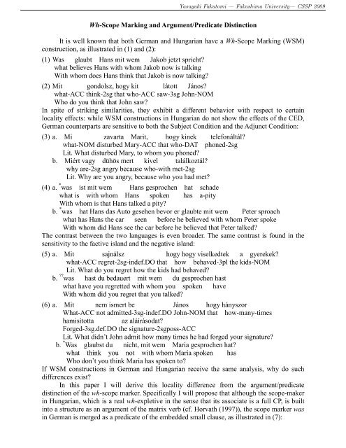 Wh-Scope Marking and Argument/Predicate Distinction It is ... - CSSP