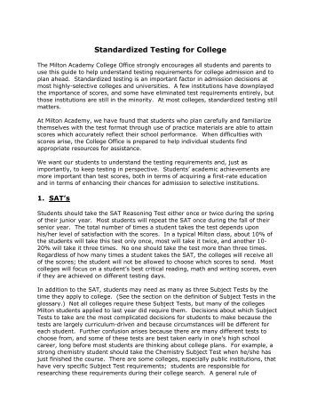 Standardized Testing for College - Milton Academy