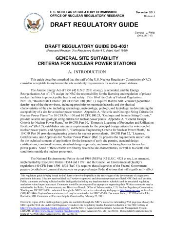 Draft Regulatory Guide, DG-4021, (Proposed Revision 3 to ... - NRC