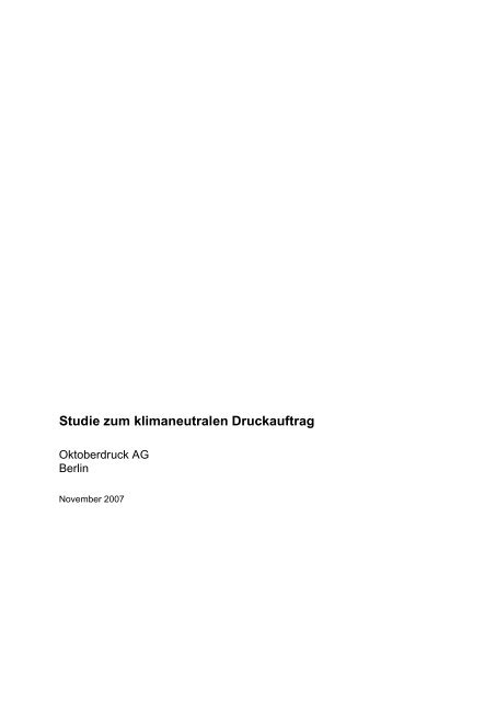 Studie zum klimaneutralen Druckauftrag - Oktoberdruck AG