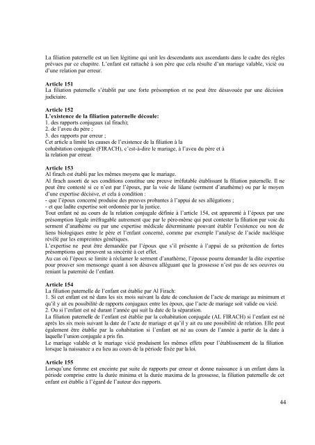 LOI NÂ° 70-03 PORTANT CODE DE LA FAMILLE CHAPITRE ... - IDP