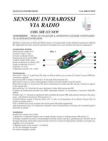 sensore infrarossi via radio cod. sir 113 new - Futura Elettronica