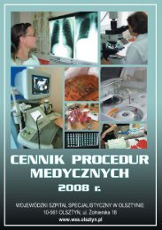 Cennik - WojewÃ³dzki Szpital Specjalistyczny w Olsztynie