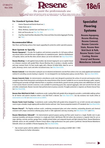 Spec 18e/i - Resene One-Line Specifications For Resene's ...