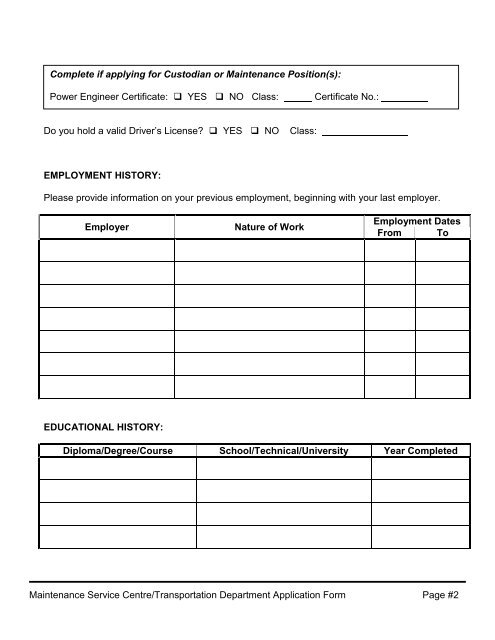 Bus Driver Application - Seven Oaks School Division