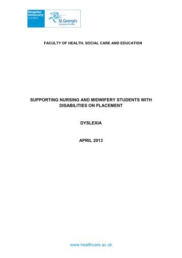 Supporting nursing and midwifery students with dyslexia - Faculty of ...