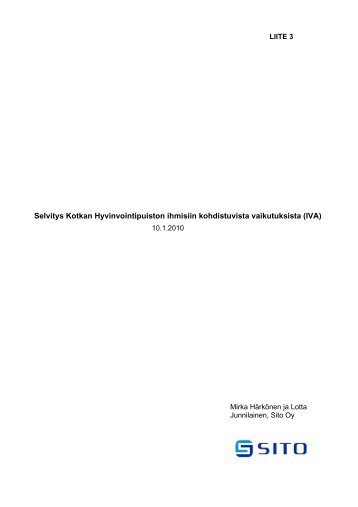 Selvitys ihmisiin kohdistuvista vaikutuksista (pdf) - Carea