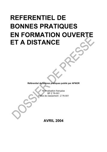 referentiel de bonnes pratiques en formation ouverte et ... - Centre Inffo