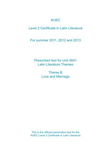 WJEC Level 2 Certificate in Latin Literature For summer ... - CBAC