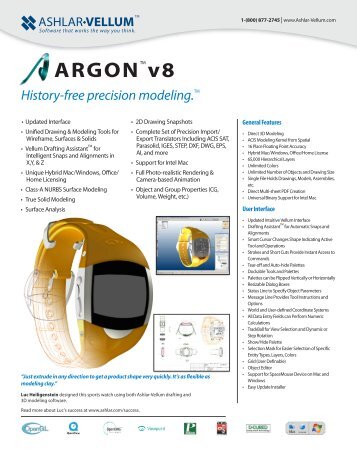 Argon specification sheet - Ashlar-Vellum