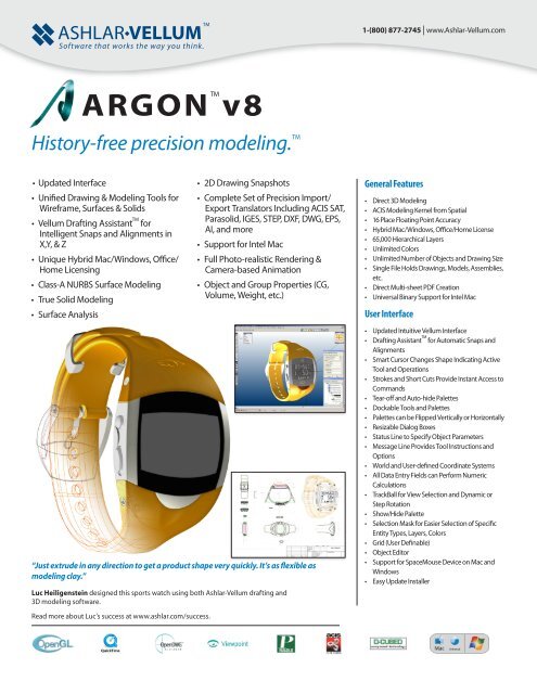 Argon specification sheet - Ashlar-Vellum