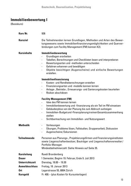 Kursprogramm - Baugewerbliche Berufsschule ZÃ¼rich