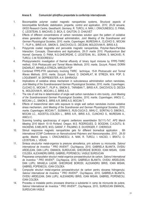 Raport anual de activitate pentru anul 2010 - ITIM