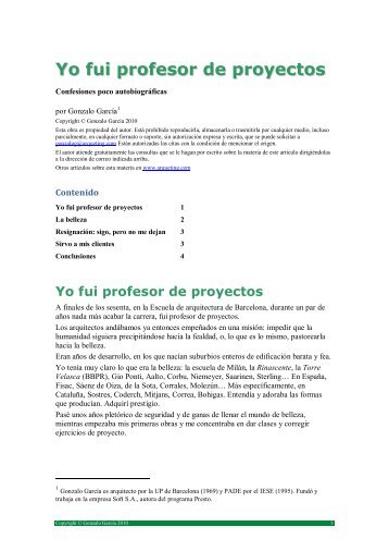 Yo fui profesor de proyectos - arqueting