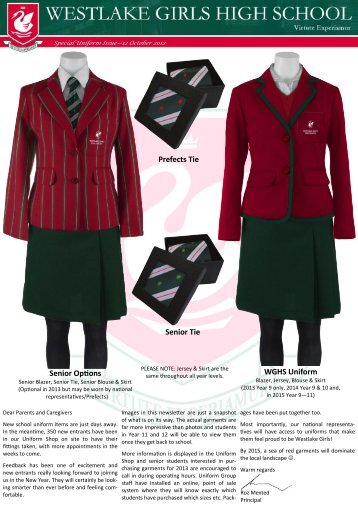 Senior Tie WGHS Uniform Prefects Tie Senior Options