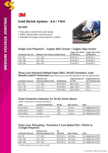 3M QS1000 Cold Shrink System Jointing - Cable Services