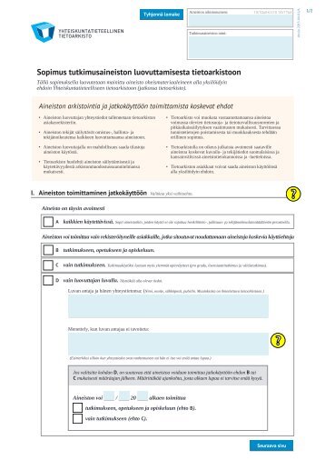 Arkistointisopimus - Yhteiskuntatieteellinen tietoarkisto - Tampereen ...