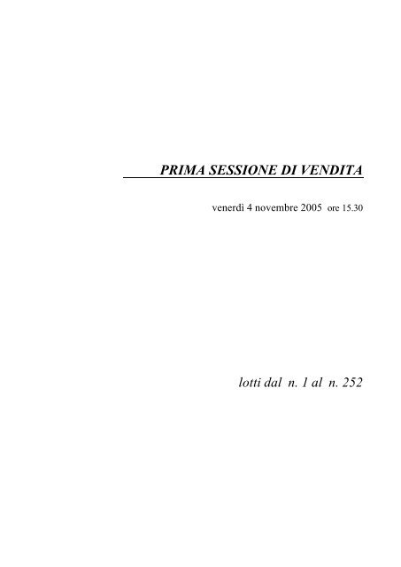 PRIMA SESSIONE DI VENDITA - Eurantico