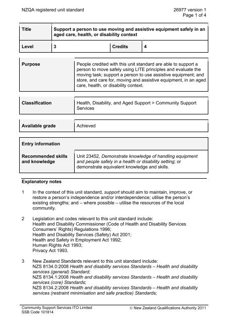 NZQA registered unit standard 26977 version 1 Page ... - Careerforce