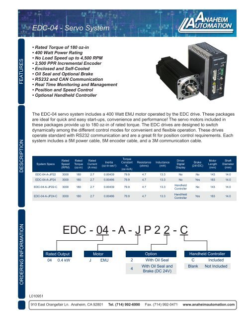 EDC-04 Servo Systems Spec Sheet.pdf - Anaheim Automation