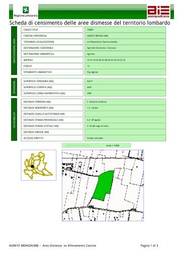 Scheda di censimento delle aree dismesse del territorio lombardo
