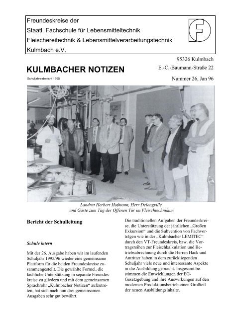 KULMBACHER NOTIZEN - Fachschule für Lebensmitteltechnik