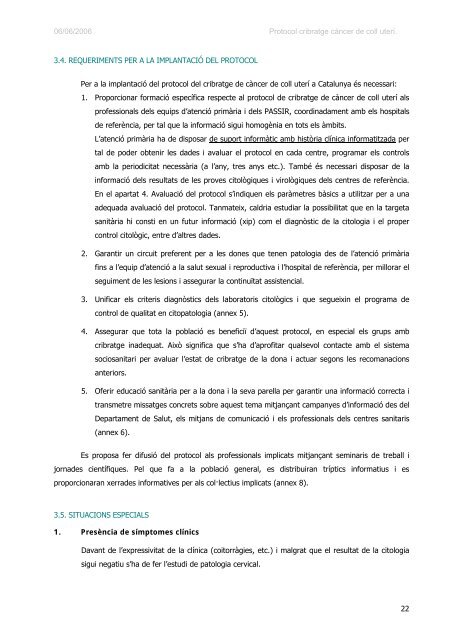 protocol de les activitats per al cribratge del cÃ ncer de coll uterÃ­ a l ...