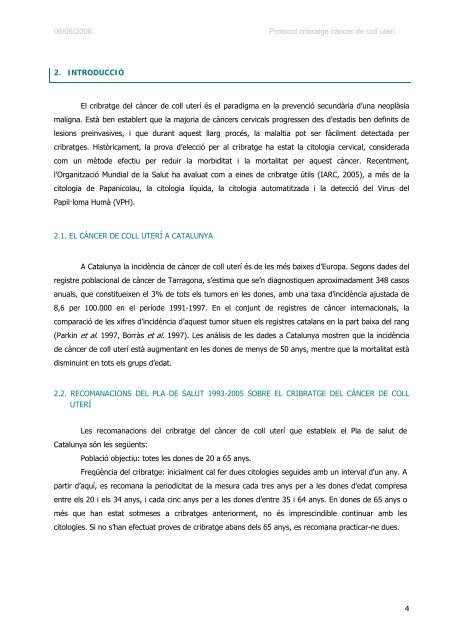 protocol de les activitats per al cribratge del cÃ ncer de coll uterÃ­ a l ...