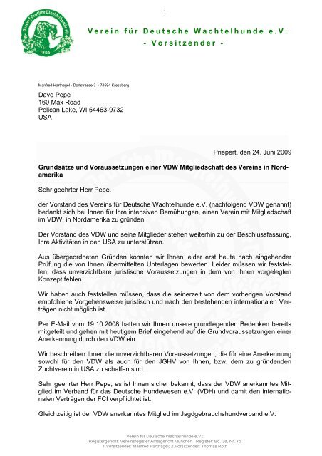 Anschreiben In Deutsch Beim Verein Fur Deutsche Wachtelhunde