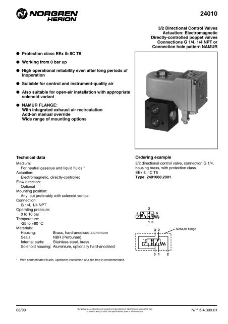 Electromagnetic Directly Controlled Poppet Valves Connections G 1