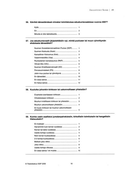 Jakaantunut Suomi - Yhteiskuntatieteellinen tietoarkisto