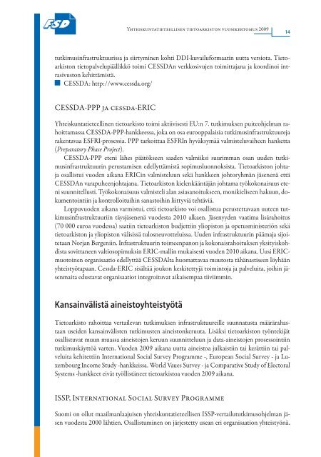 Vuosikertomus 2009 - Yhteiskuntatieteellinen tietoarkisto