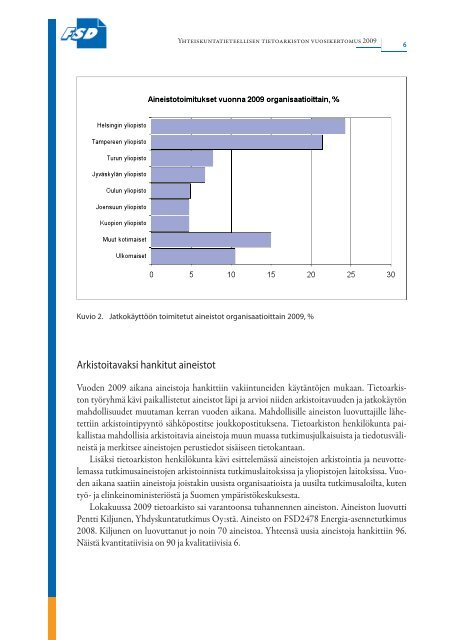 Vuosikertomus 2009 - Yhteiskuntatieteellinen tietoarkisto