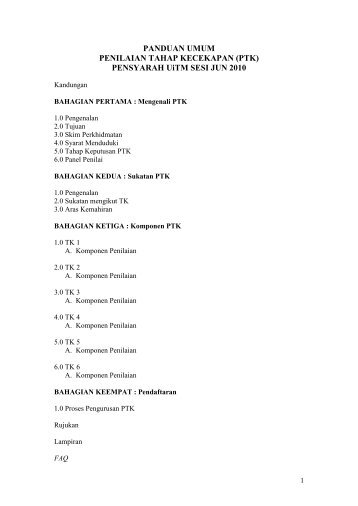 BUKU PANDUAN PENILAIAN TAHAP KECEKAPAN (PTK) - UiTM