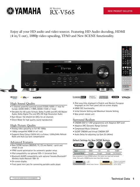 【美品】YAMAHA AVアンプ AX-V565 NATURAL SOUND Yamaha RX-V565 Home theater receiver with HDMI switching and