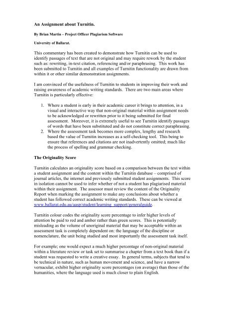 Demonstration assignment (pdf, 1.7mb) - University of Ballarat