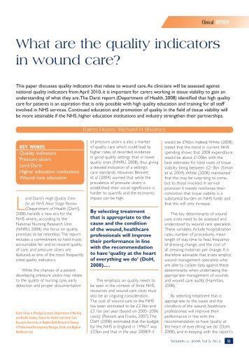 What are the quality indicators in wound care? - Wounds UK