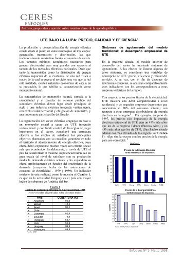 UTE BAJO LA LUPA: PRECIO, CALIDAD Y EFICIENCIA1 - Ceres