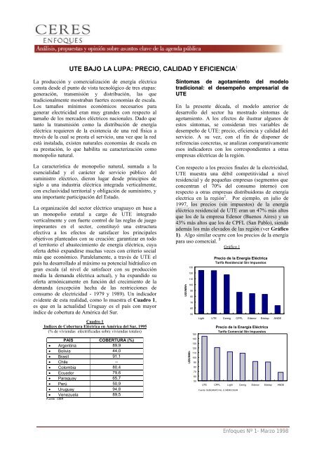 UTE BAJO LA LUPA: PRECIO, CALIDAD Y EFICIENCIA1 - Ceres