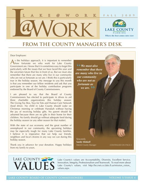 Lake@Work Fall 2009 Employee Newsletter - Lake County