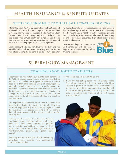 Lake@Work Fall 2009 Employee Newsletter - Lake County