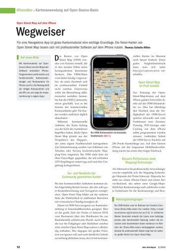 Wegweiser / Open Street Map auf dem iPhone - Infoware GmbH